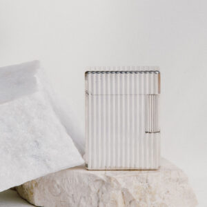 S.T. Dupont Ligne 1 Vintage Collectible Silver-Plated Ribbed Lighter