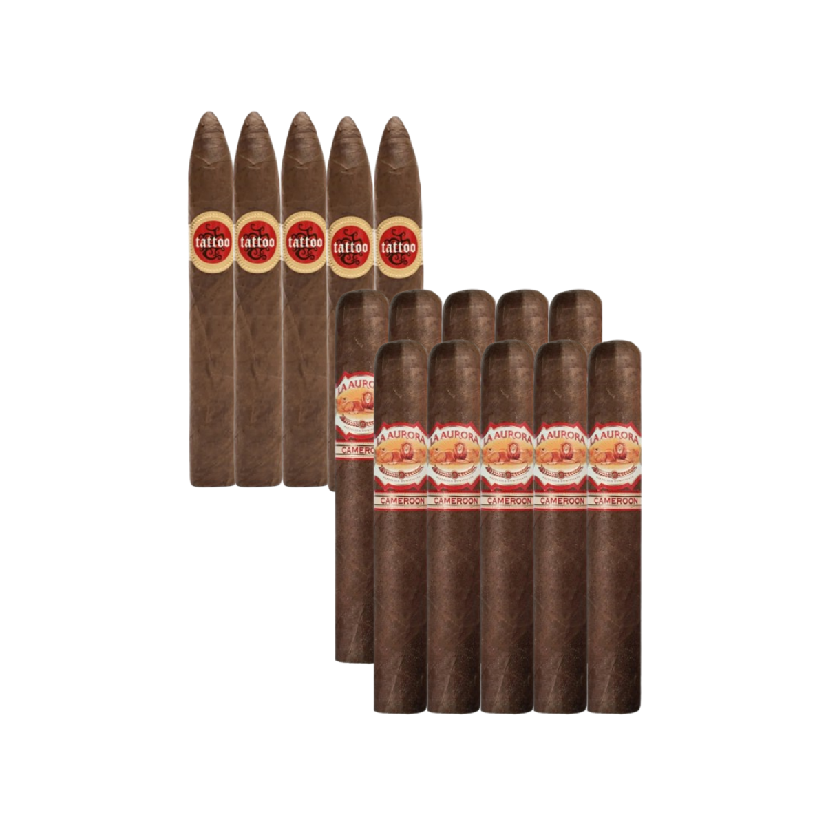 Mix Pack (15): Tatuaje Tattoo Bonito Torpedo (5) + La Aurora 1903 Cameroon Robusto (10)